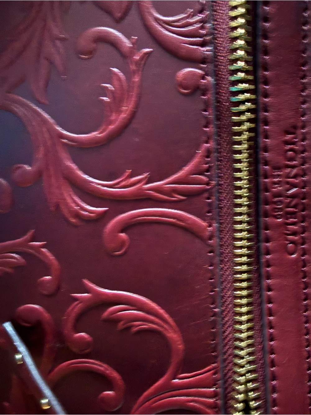 Burgundy Embossed Leather Belt Bag Waist Purse Crossbody Tignanello